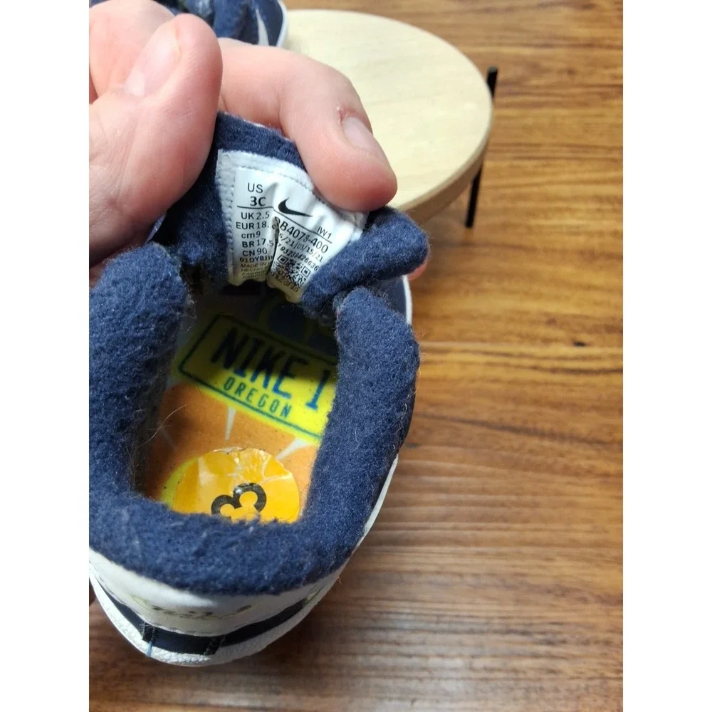 Nike Force 1 SE Booties Oregon Peace Sign Navy Blue White Crib Shoes 3C DB4078